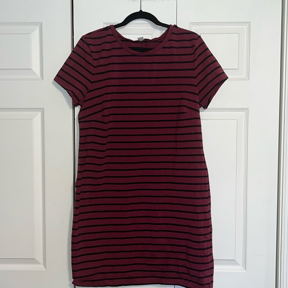 red and black stripped dress